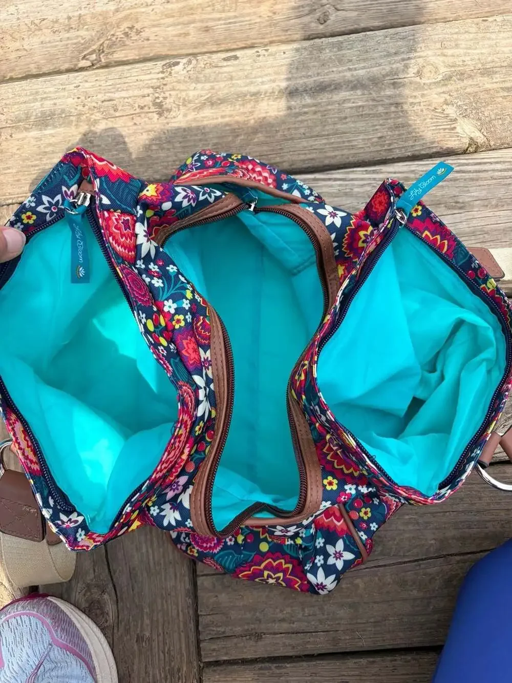 Lily Bloom Landon Triple Section Satchel Floral Multi-Color Handbag